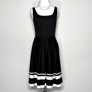 Lauren Ralph Lauren Women’s Black & White Fit & Flare Midi Dress Size 6